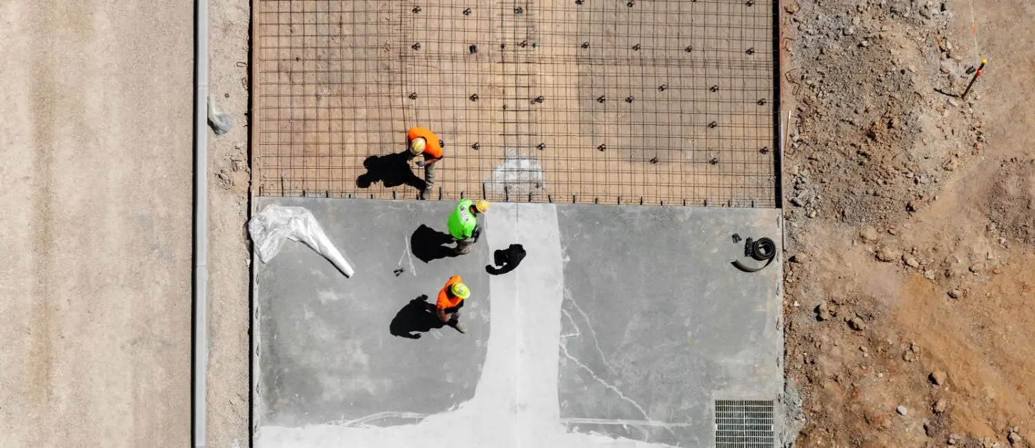 Workers on construction site. 