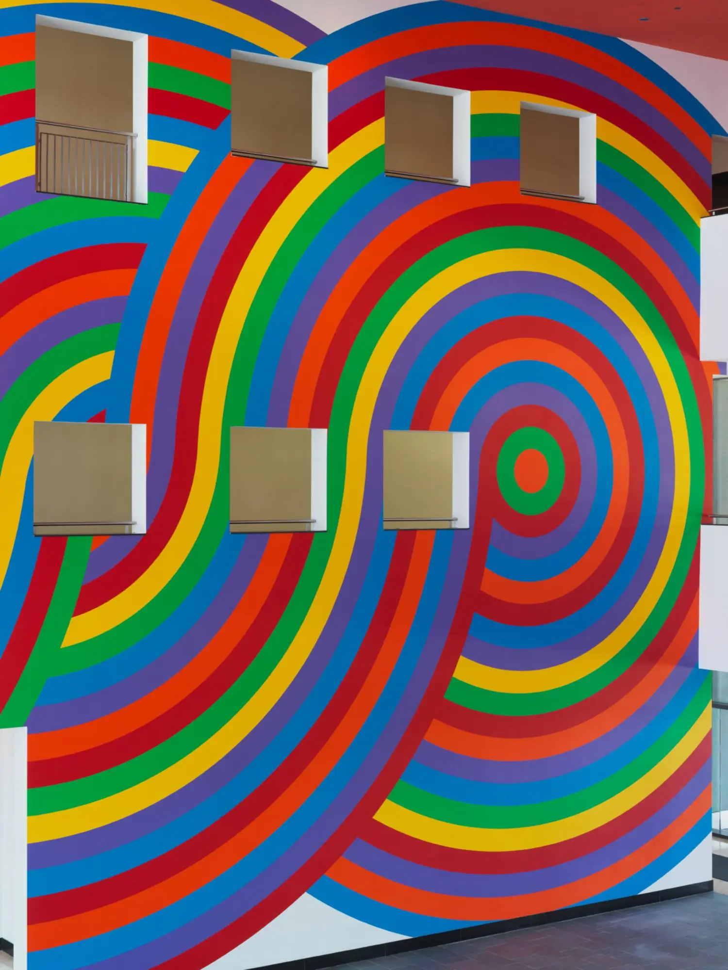 The wall drawing was made after his death, using a set of instructions (a central aspect of his oeuvre).