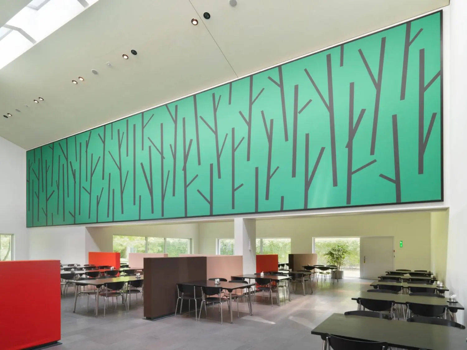 The framed digital print is backed with special sound absorption material that literally collects the noise of the diners.